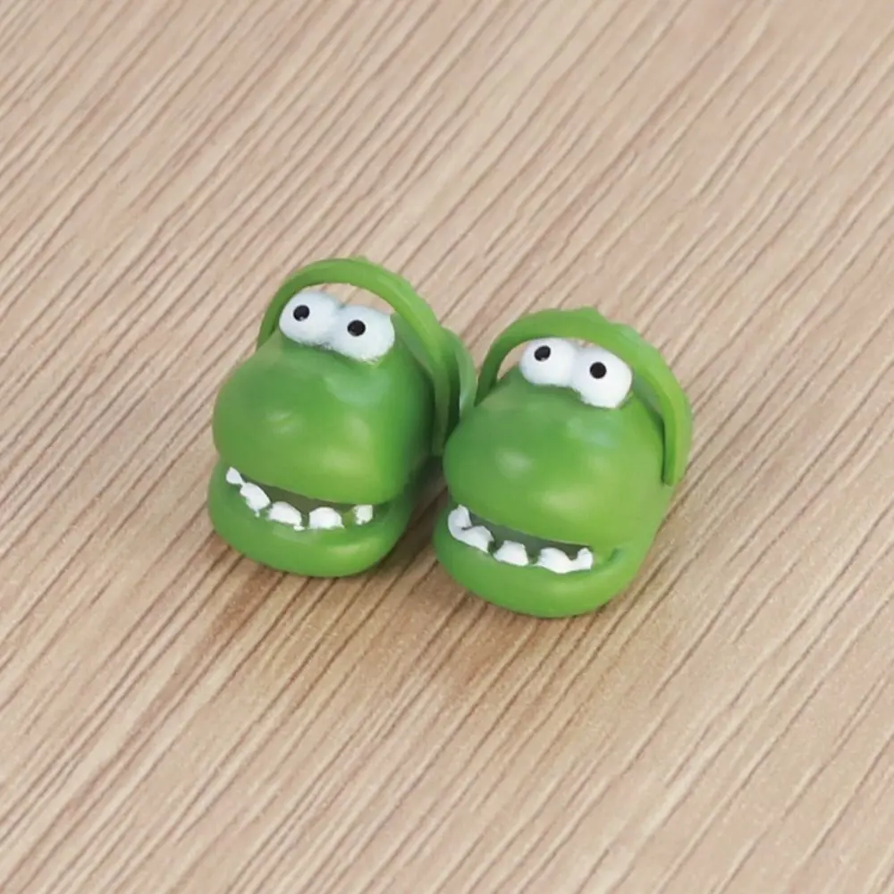 

1 Pair Round Toe Ob11 Doll Slippers Simulation Silicone Mini Dinosaur slippers Cartoon Mini Silicone Dinosaur slippers