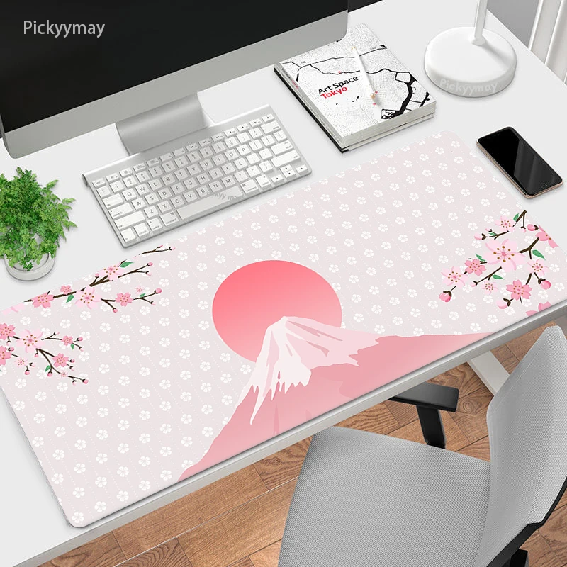 

Sakura Large Pink Mouse Pad Mount Fuji Mousepad 900x400 Rubber Keyboard Mause Deskpad PC Desk Mat Table Office Mausepad Carpet