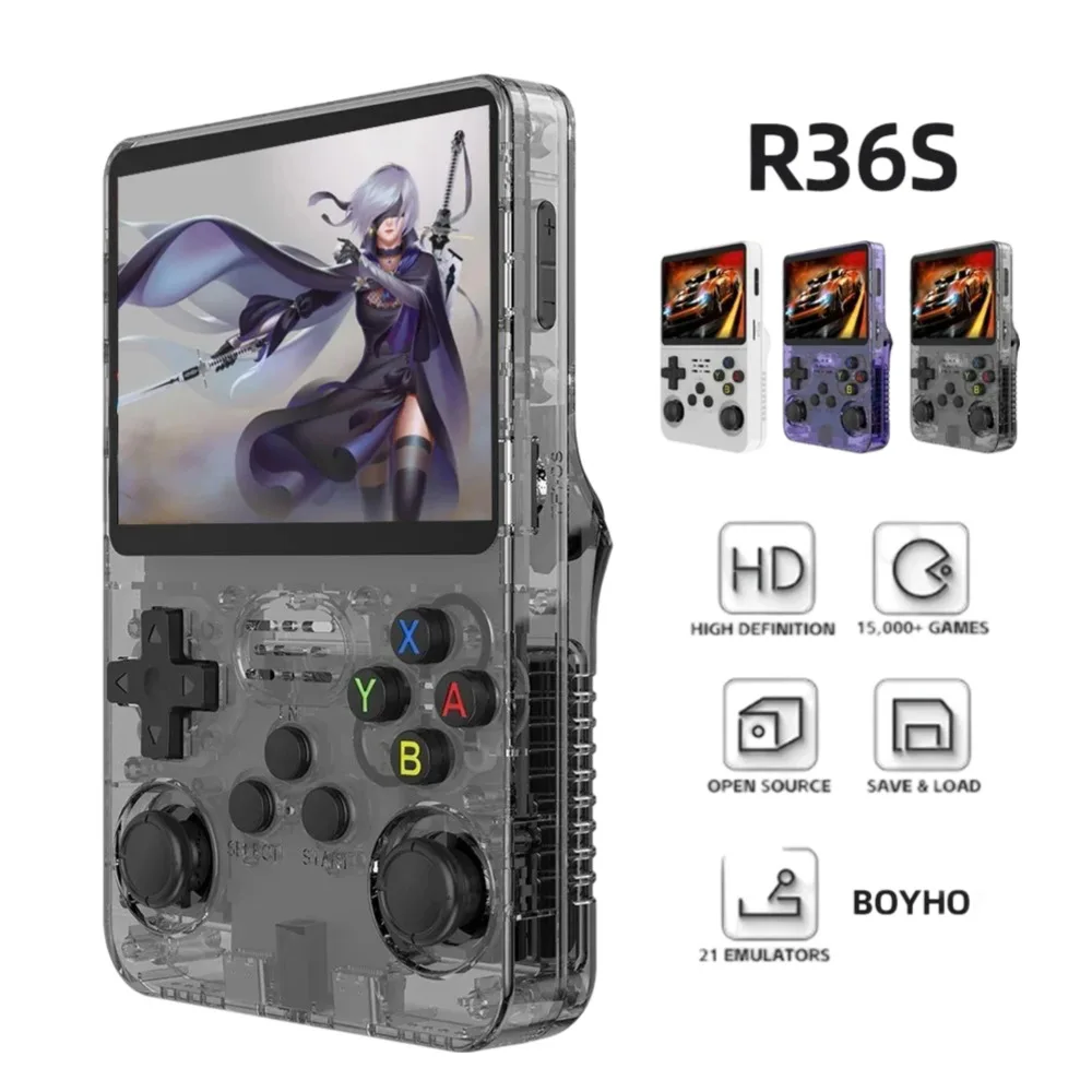 BLK Linux 64GB 3.5 Inch IPS Screen R36S Retro Handheld Video Game Console 15000+ GAMES