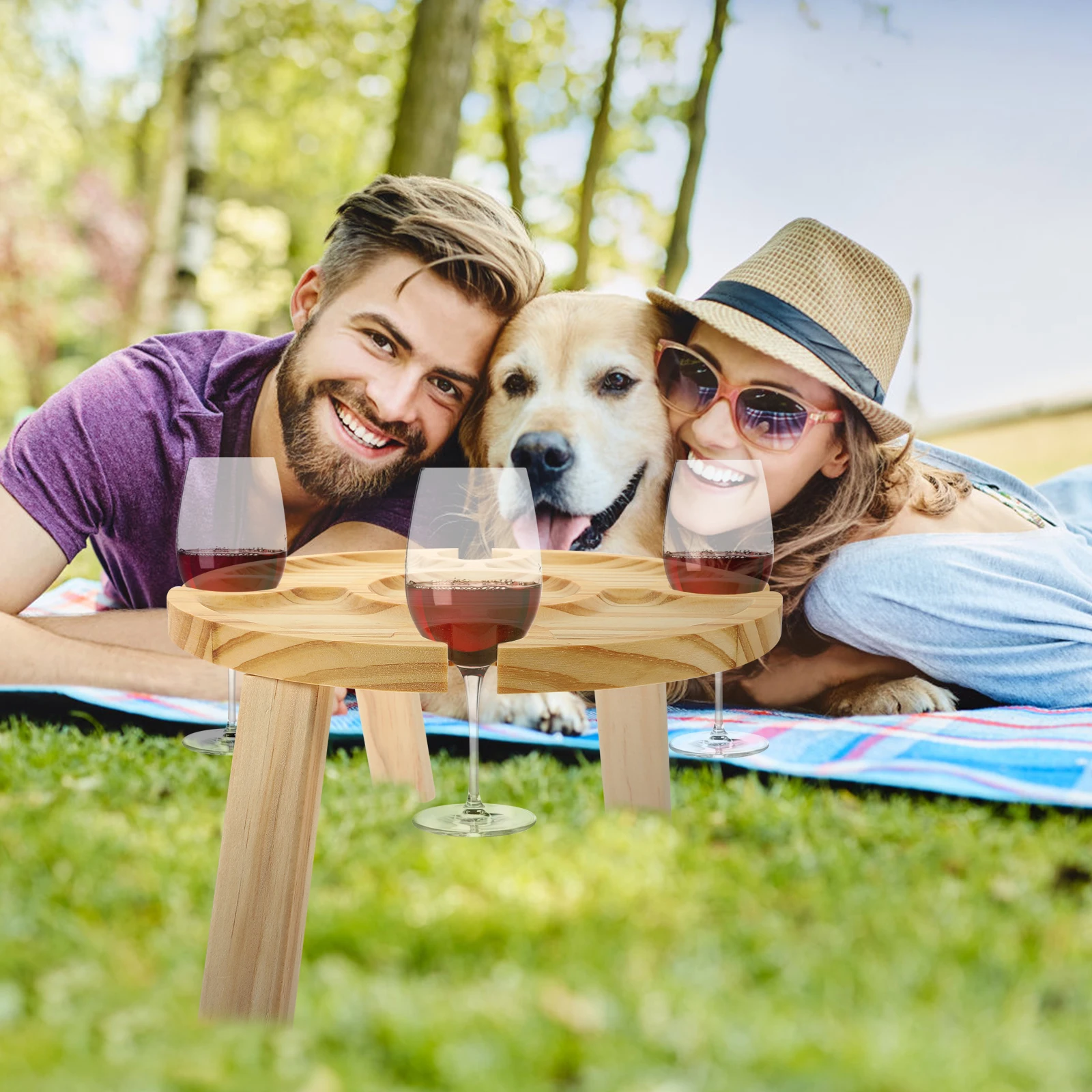 

Portable Folding Wine Table Racks Durable Wood Compact Lightweight Outdoor Picnic Beach Serving Desk Storage Home Supplies Fruit