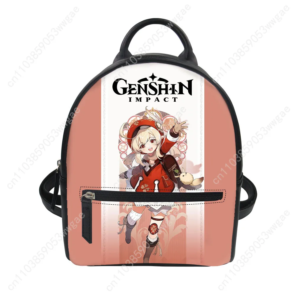 Genshin Klee Backpack Purse Womens Schoolbag Customized Double Shoulder Bags High Quality Mini Daypack Leather Travel Bag Gift