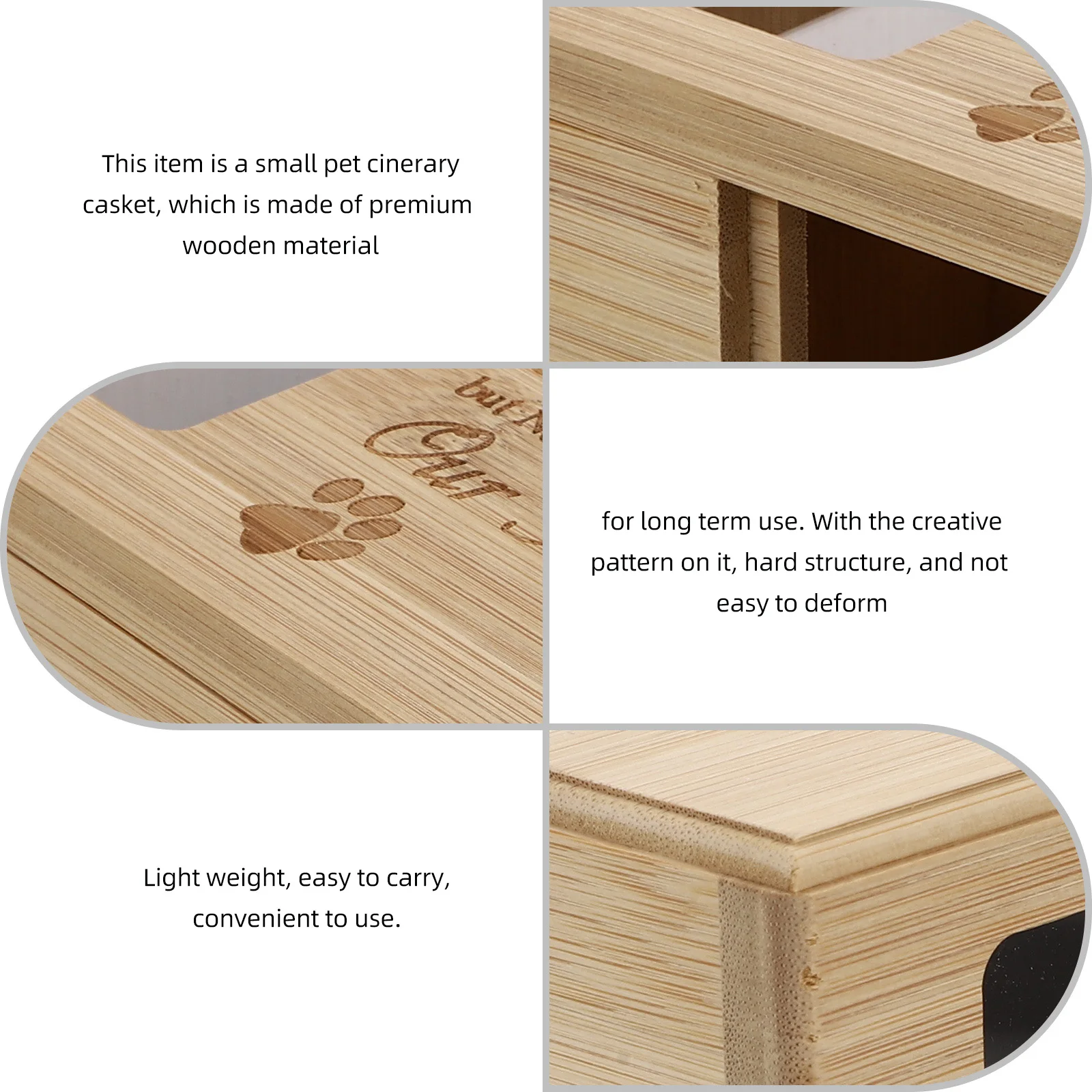 

Durable Wooden Pet Cremation Urn Small Size Portable Memorial Box Stores Ashes Safely Pet Supplies Funeral Keepsake