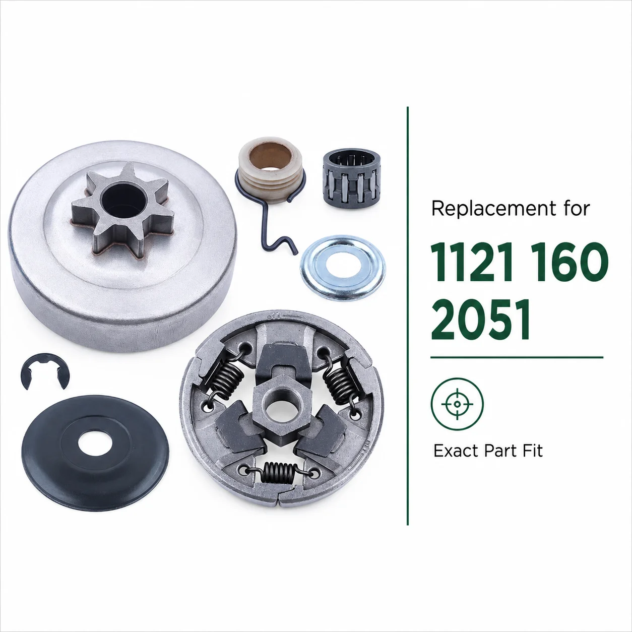 Clutch Drum Kit with Washer & E-Clip For Stihl MS260 MS270 MS280 MS271 MS291 026 024 MS240, Replaces 1121 160 2051, Saw Parts