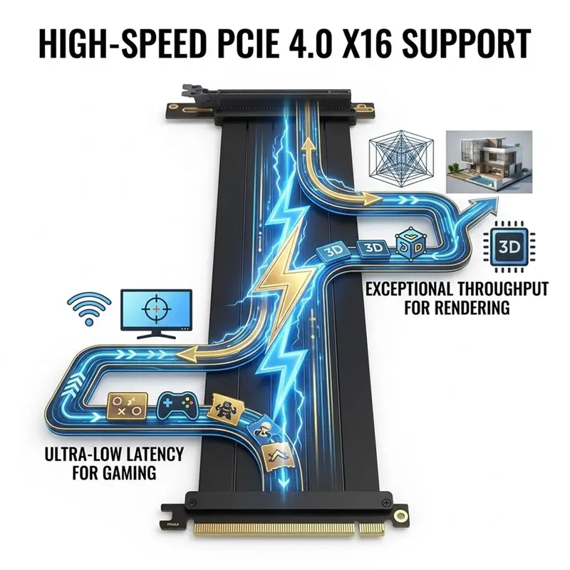 LXYB18B Pcie 4.0 X16 GPU Riser Cable 90°/180° Graphics Card B