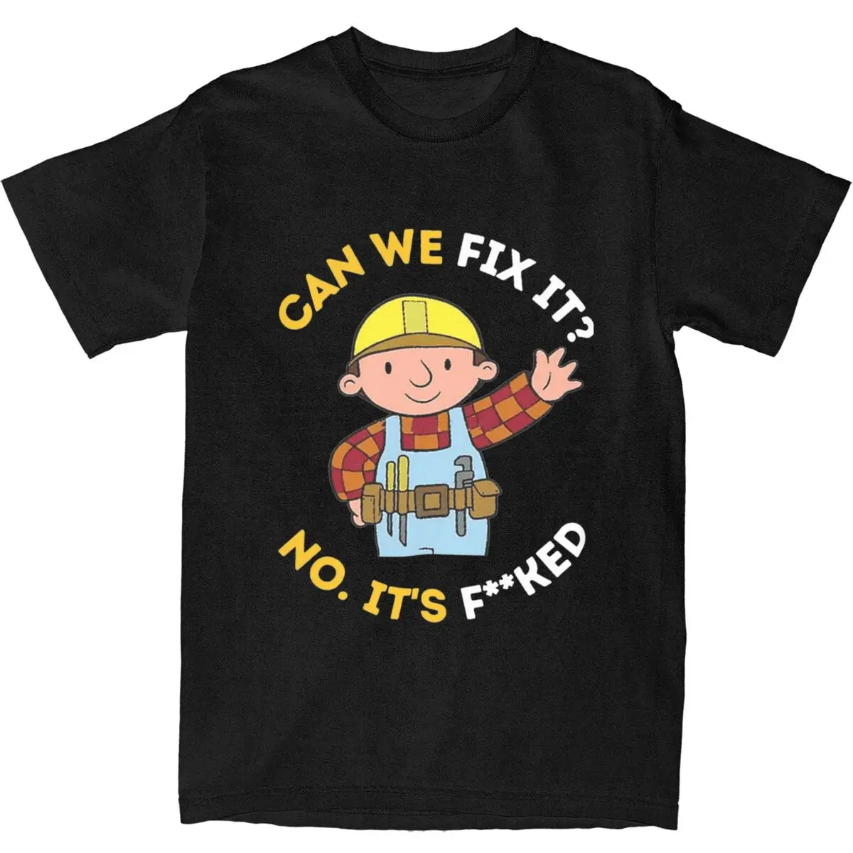 Can We Fix It Funny Repair Man T-Shirt Beach Bob The Builder Y2K T Shirts Pure Cotton Tee Shirt For Men's Short Sleeves Tees