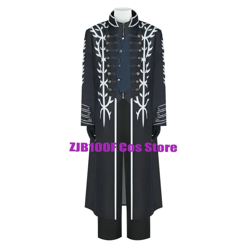 ZJB Vergil juego de Cosplay Demon Cosplay hombre Dark Slayer negro gabardina larga uniforme traje con peluca accesorio de juego para hombres
