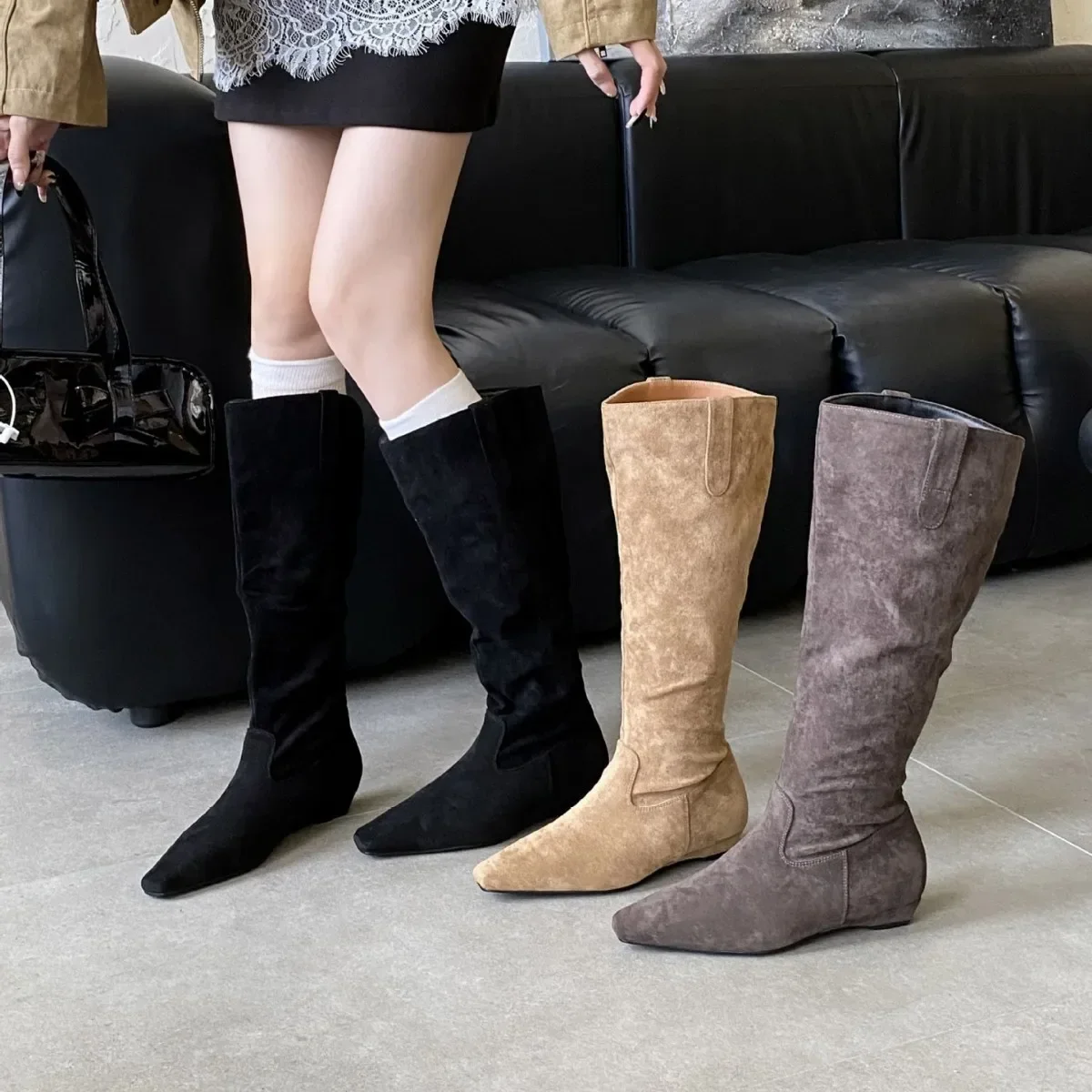

Women's High Boots New Fashion Pointed Designer Women's Boots Retro Solid Color Boots Outdoor Office Knee-high Boots