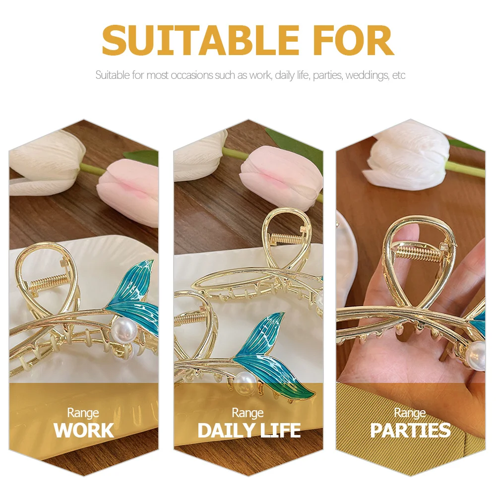 

2 шт., зажимы для когтей, жемчужная шпилька, инструмент для укладки густых волос, женские аксессуары для хвоста русалки, челюсти, тонкая укладка волос