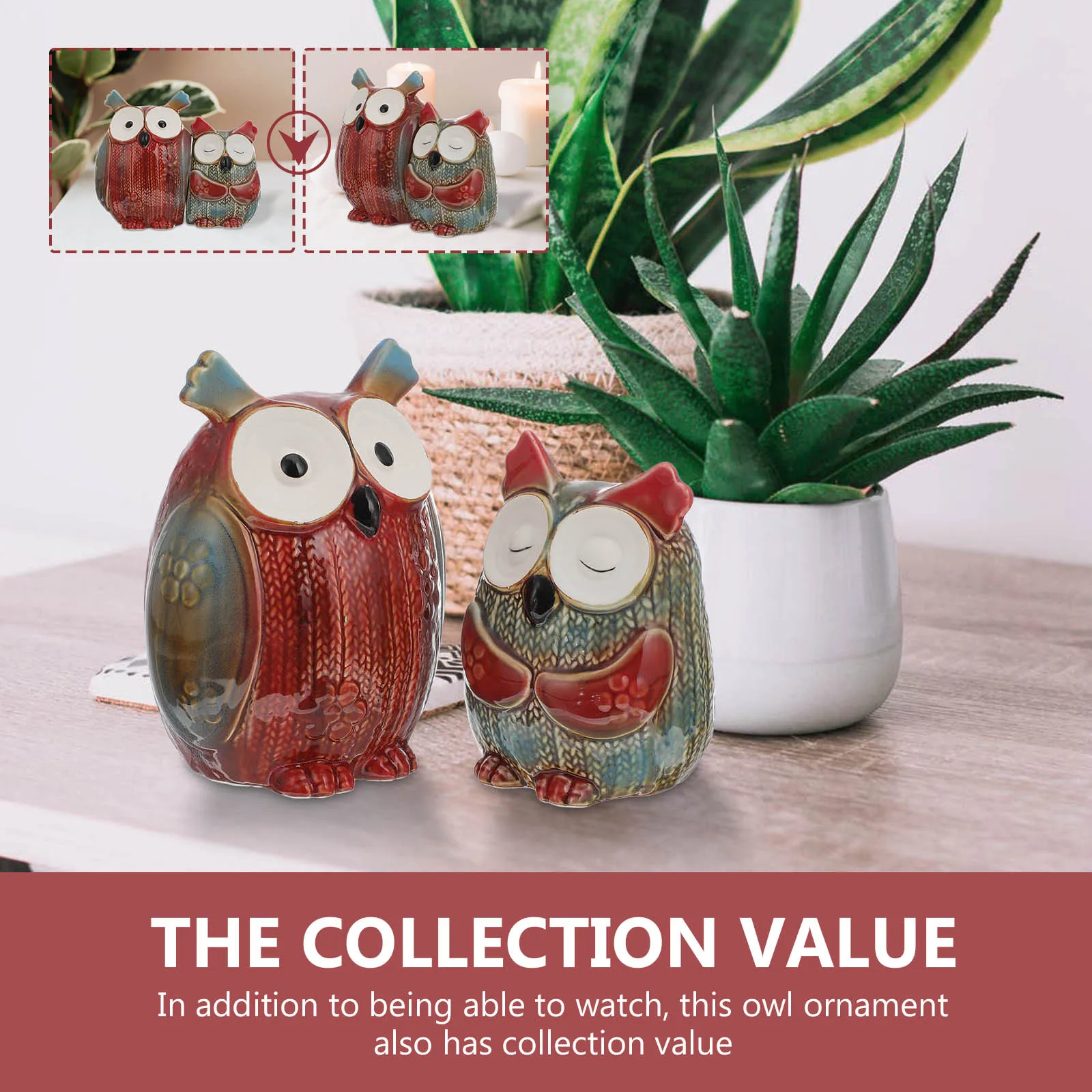 

2Pcs Ceramic Owl Sculpture Creative Home Decoration Craft Desktop Ornament Perfect Gift for Living Room Office