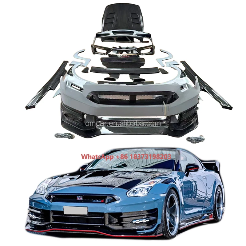 

For GTR R35 Upgrade 2024 Top Secret Carbon Fiber Car Front Rear Bumper Spoiler Engine Cover Side Skirts for GTR R35 Body Kit