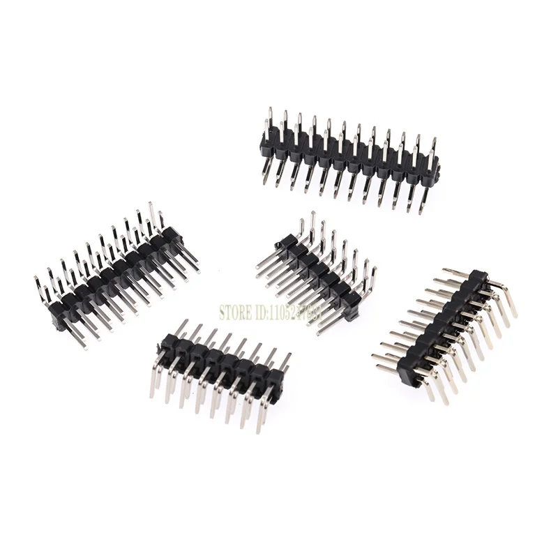 10pcs Double Row Male 2.54mm Pitch Right Angle Pin Header 2×2P-2×40P PCB Connector