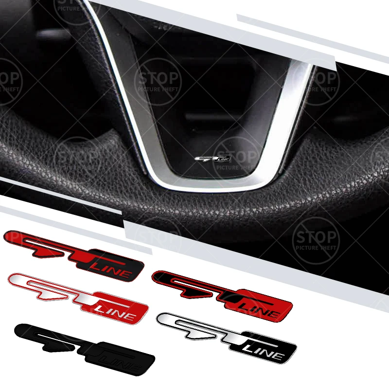 Gt linha logotipo interior do carro volante adesivo console central decoração emblema para proced stinger stonic sportage k7 k8 k5 k3