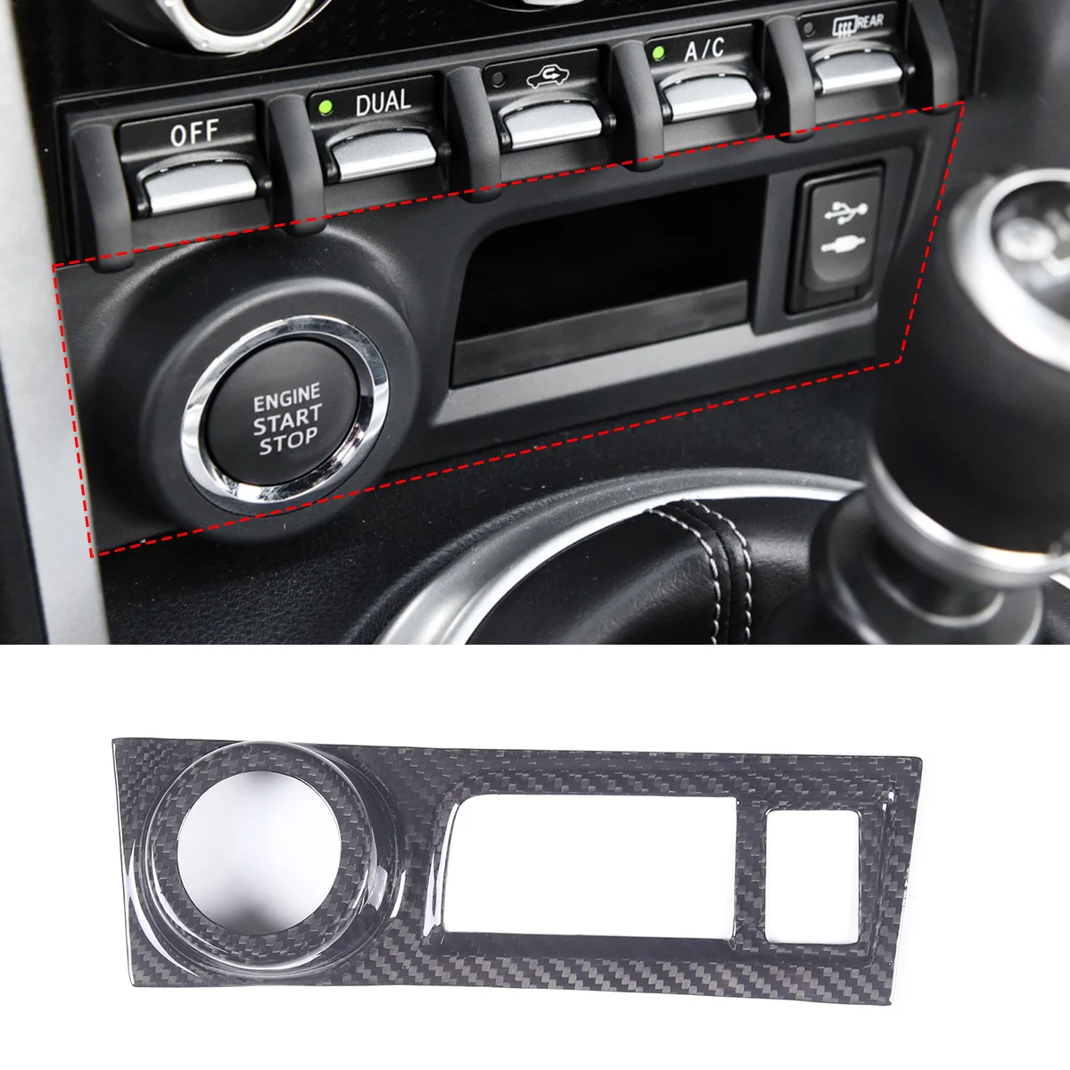 

For Toyota 86 12-21 For Subaru BRZ ZC6 2012-21 real Carbon Fiber Car One-Button Start Switch Cover Trim Sticker Car Accessories