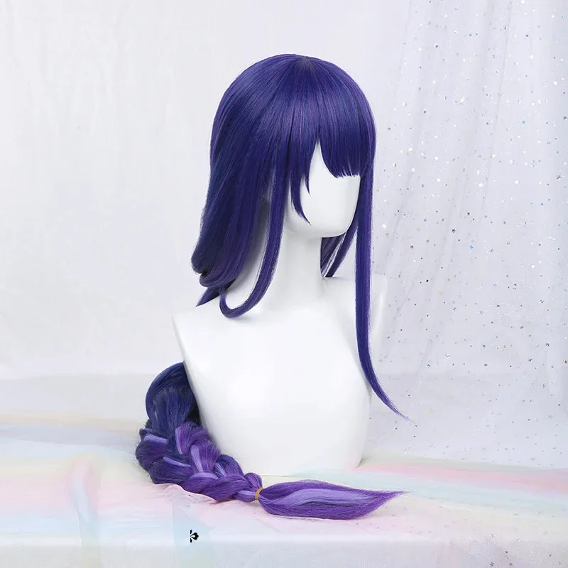 2025 11 جينشين تأثير بعل رايدن شوغون تأثيري 100 سنتيمتر الأزرق الأرجواني مقاومة للحرارة الاصطناعية الشعر أنيمي الباروكات + شعر مستعار C