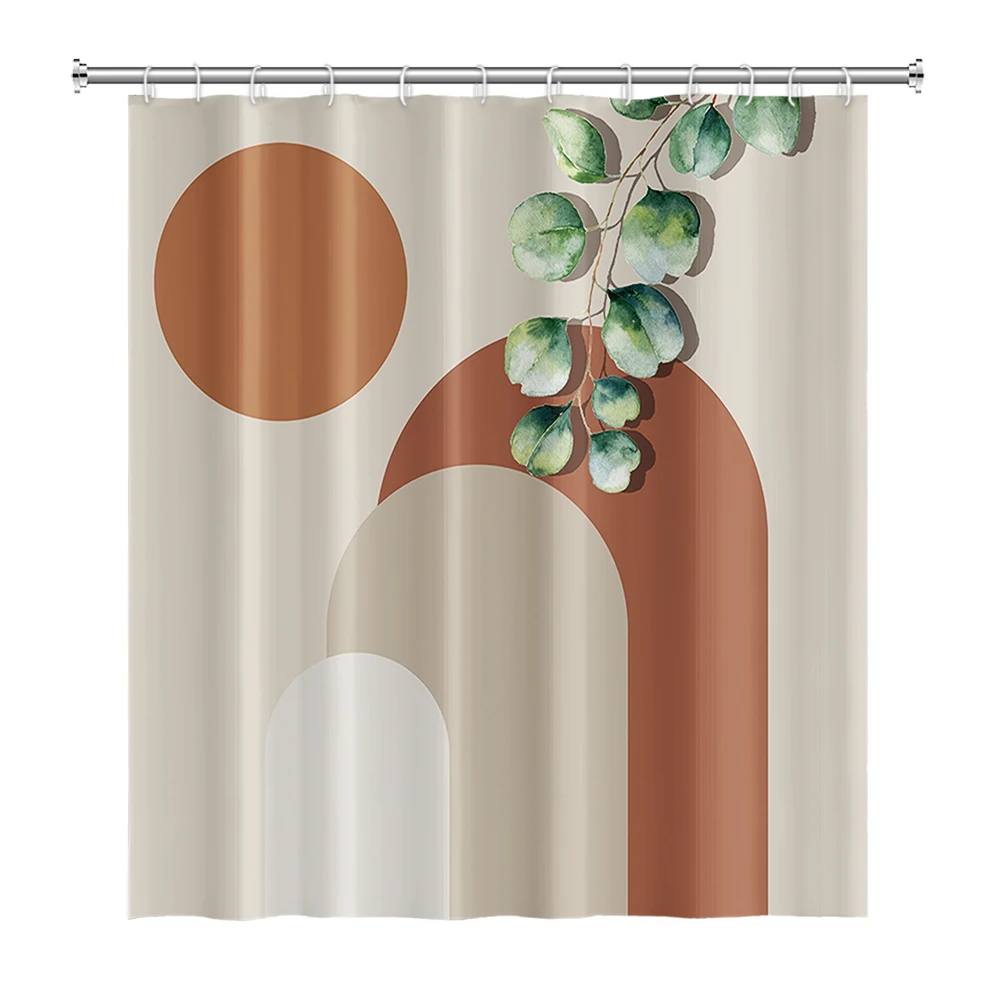 Nordic Abstract Art Mid Century Shower Curtain Polyester Fabric Modern Morandi Color Block Boho Bath Curtains For Bathroom Decor