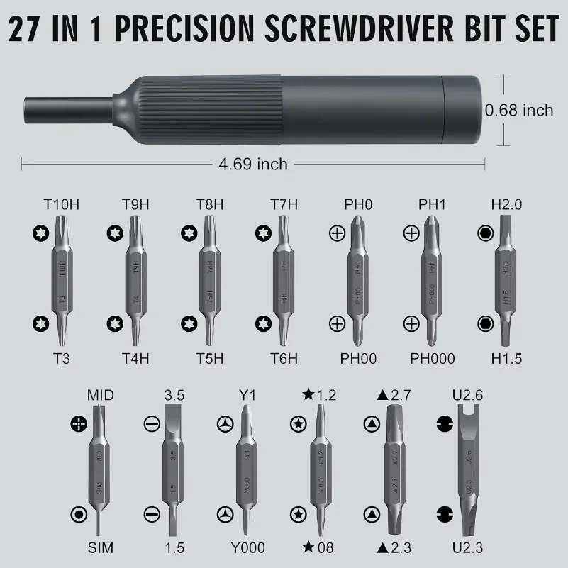 27-in-1 Precision Screwdriver Set  Magnetic Bits Pen Style Manual Repair Tools Kit for Eyeglass Watch PC Jewelers Laptop iPhone