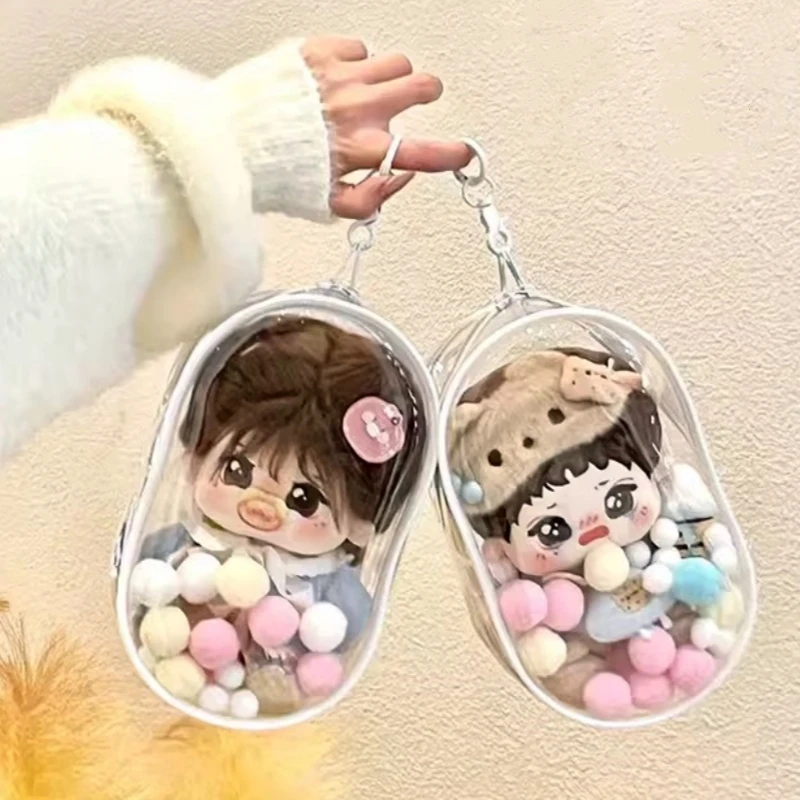 Transparent Outdoor Bag With Keychain Mystery Doll Display Storage Bags Dust-Proof Organizer Pouches Classic Doll Storage Bags