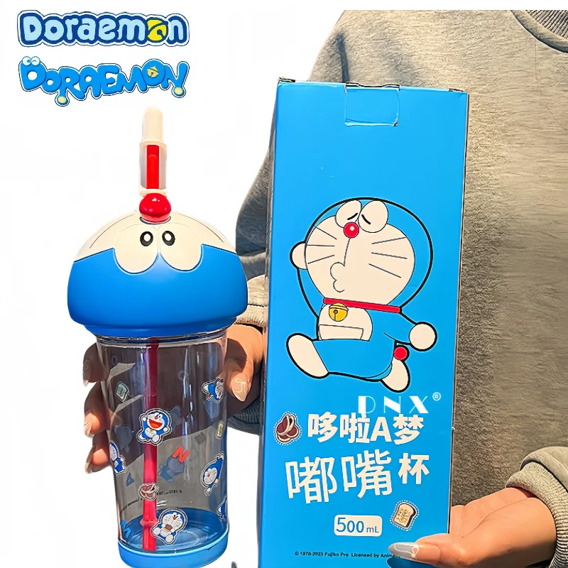 

Doraemon straw water cup cute cartoon personality fashion creative new girl office coffee cup for friends couple birthday gifts