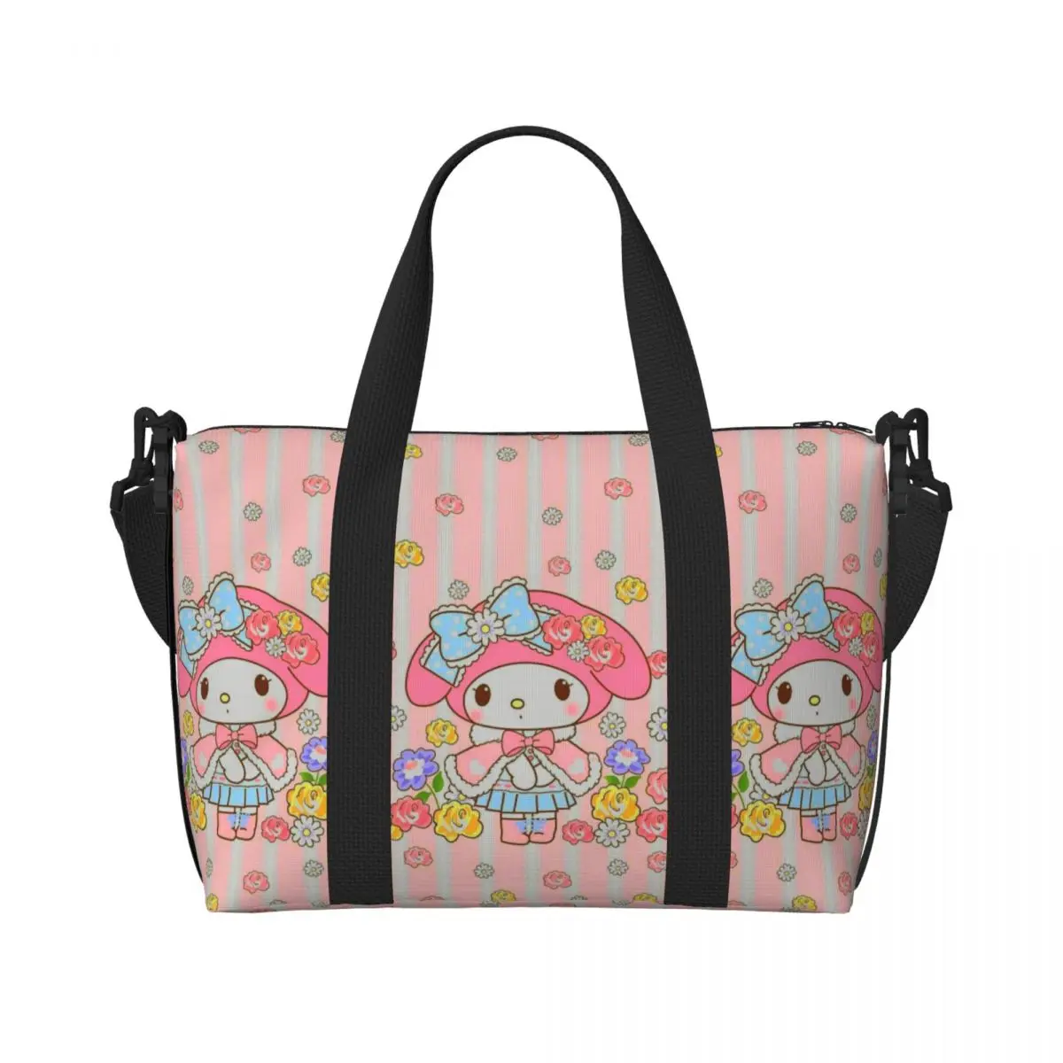 Custom My Melody Cute Cartoon Tote Bag Women Large Capacity Beach Gym Shoulder Travel Bag