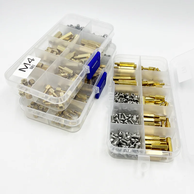 120-240pcs/set M2 M2.5 M3 M4 Brass Male Female Standoff Spacer with Pan Head Screw Nut pcb motherboard Knurled Standoff Spacer