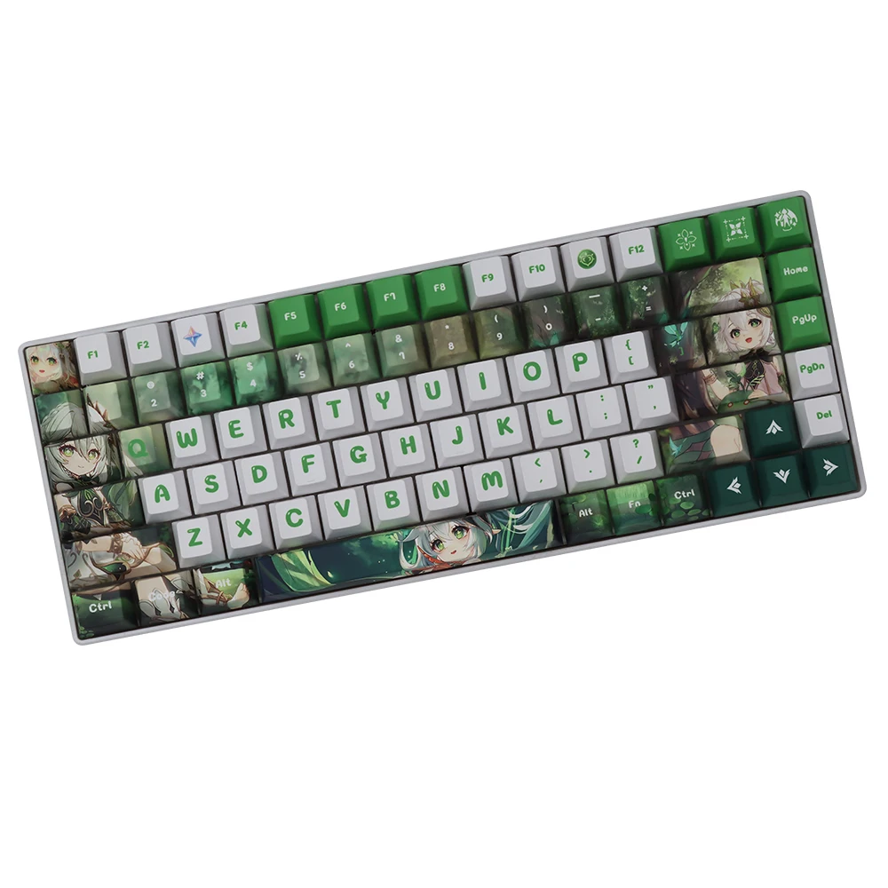 Imagem -06 - Teclados de Tema Genshin Impact Caoshen Naxida Anime Pbt Cap para Cherry mx Jogo Multifunções Teclado Mecânico Presente Decoração