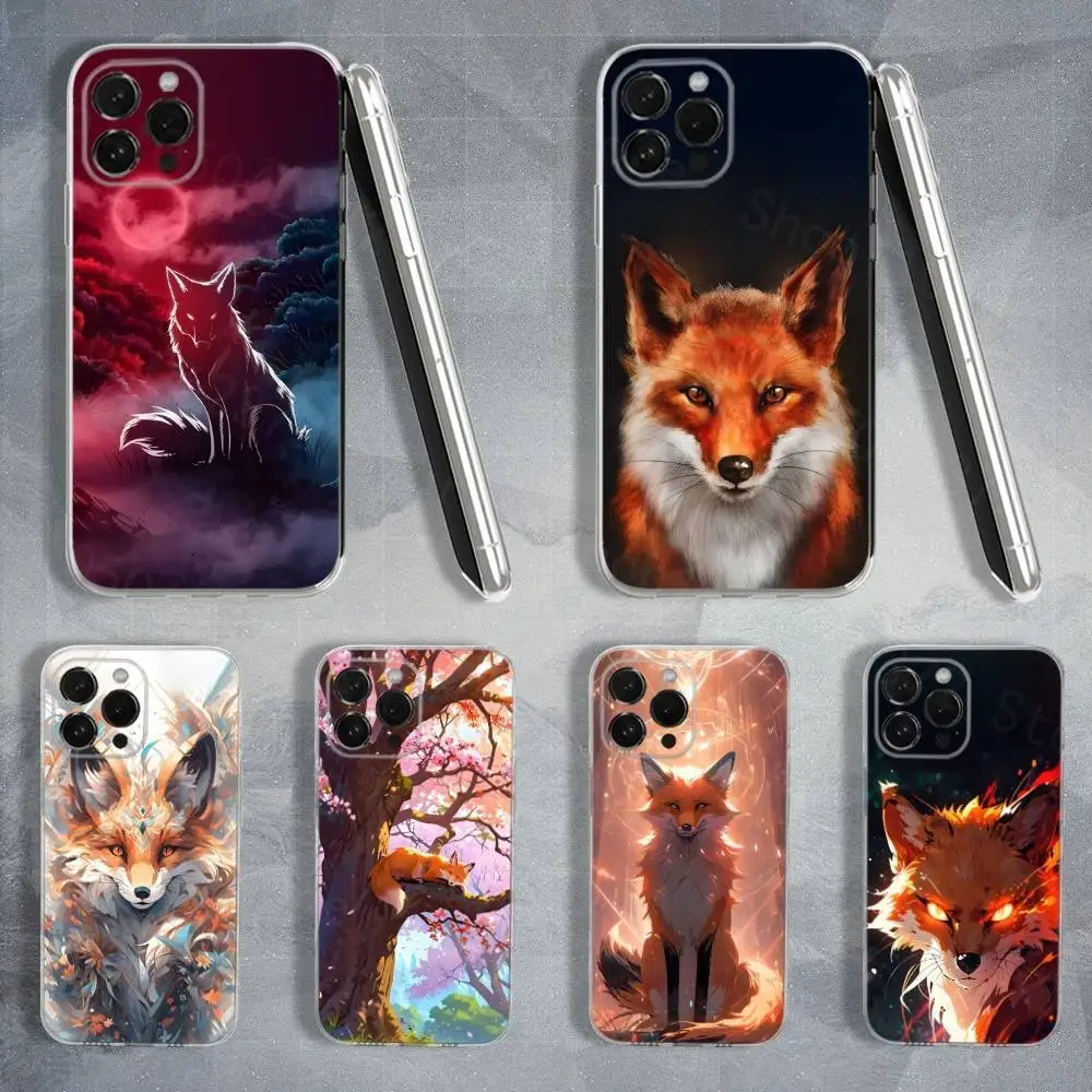 

Cool Animal Fox Art Phone Case For iPhone 16,15,14,13,12,11 Pro,Max,Plus,X,XS,XR,SE,Mini Transparent Soft Cover