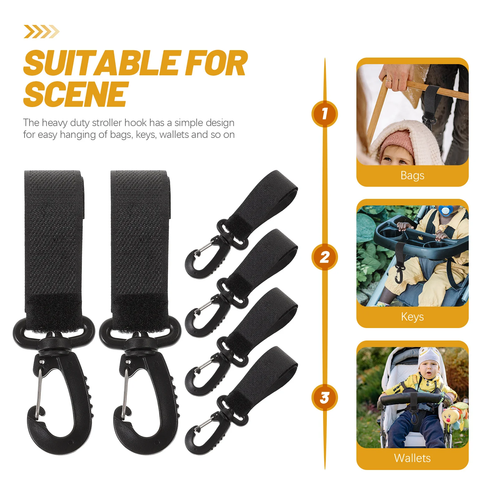 6 قطعة خطافات لعربة الأطفال قابلة للتدوير من البلاستيك مقاطع معلقة قوية للحقائب خطاطيف تعليق للحفاضات ملحقات عربة الأطفال