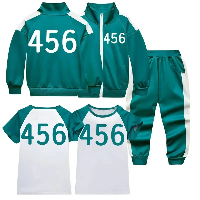 COS Squid and Player Seong Gi-hun Cosplay Costume 456 Tracksuit Calamari Disguise Halloween Clothes Men Women Kids Boys