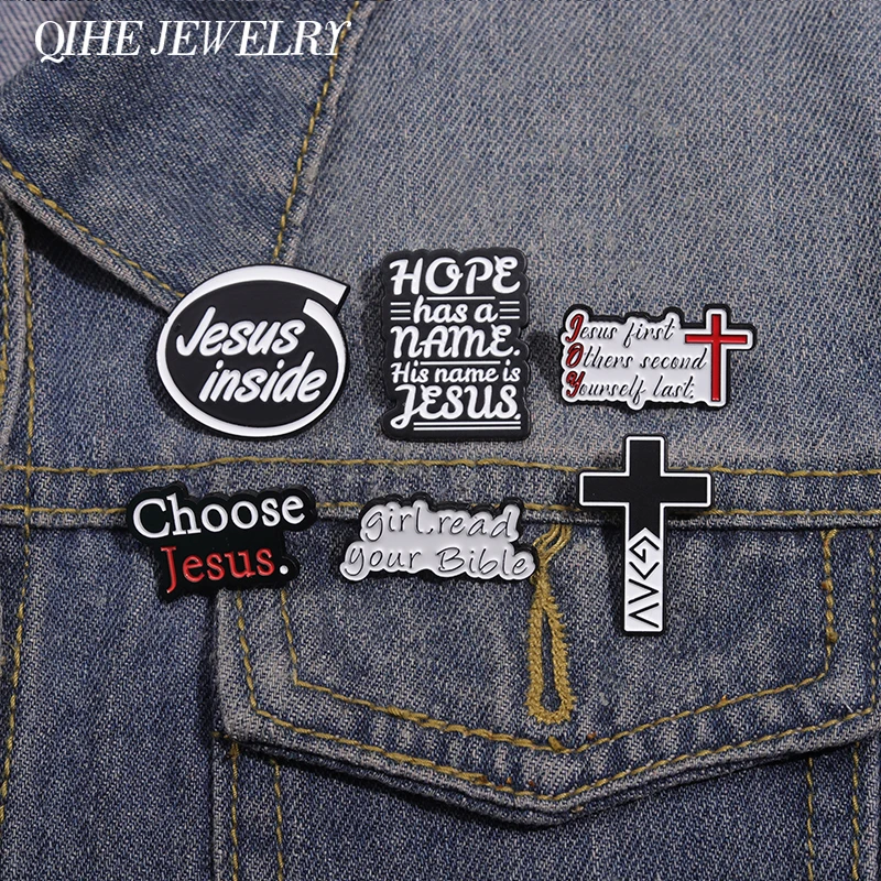 Jesus Cross Collection Enamel Pins Custom Choose Jesus Brooch Backpack Lapel Hat Badge Jewelry Gift for Christian Faith Friends