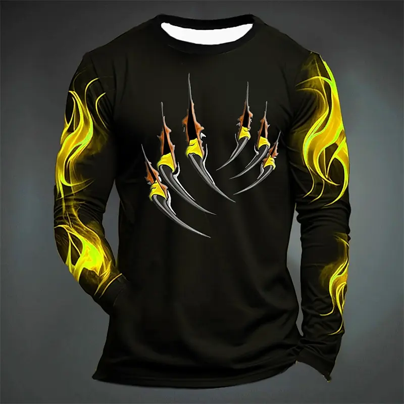 Funny Tiger Print T Shirt For Men Casual O-neck Long Sleeve T-shirts Fashion Comfortable Pullover Autumn Loose Tops y2k Clothes - view 3