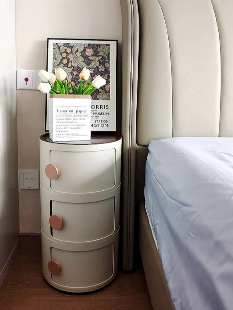 Round Bedroom Nightstands Creative Side Table Small Storage Cabinet Modern Simple Aesthetic Small Space Table Home Furniture