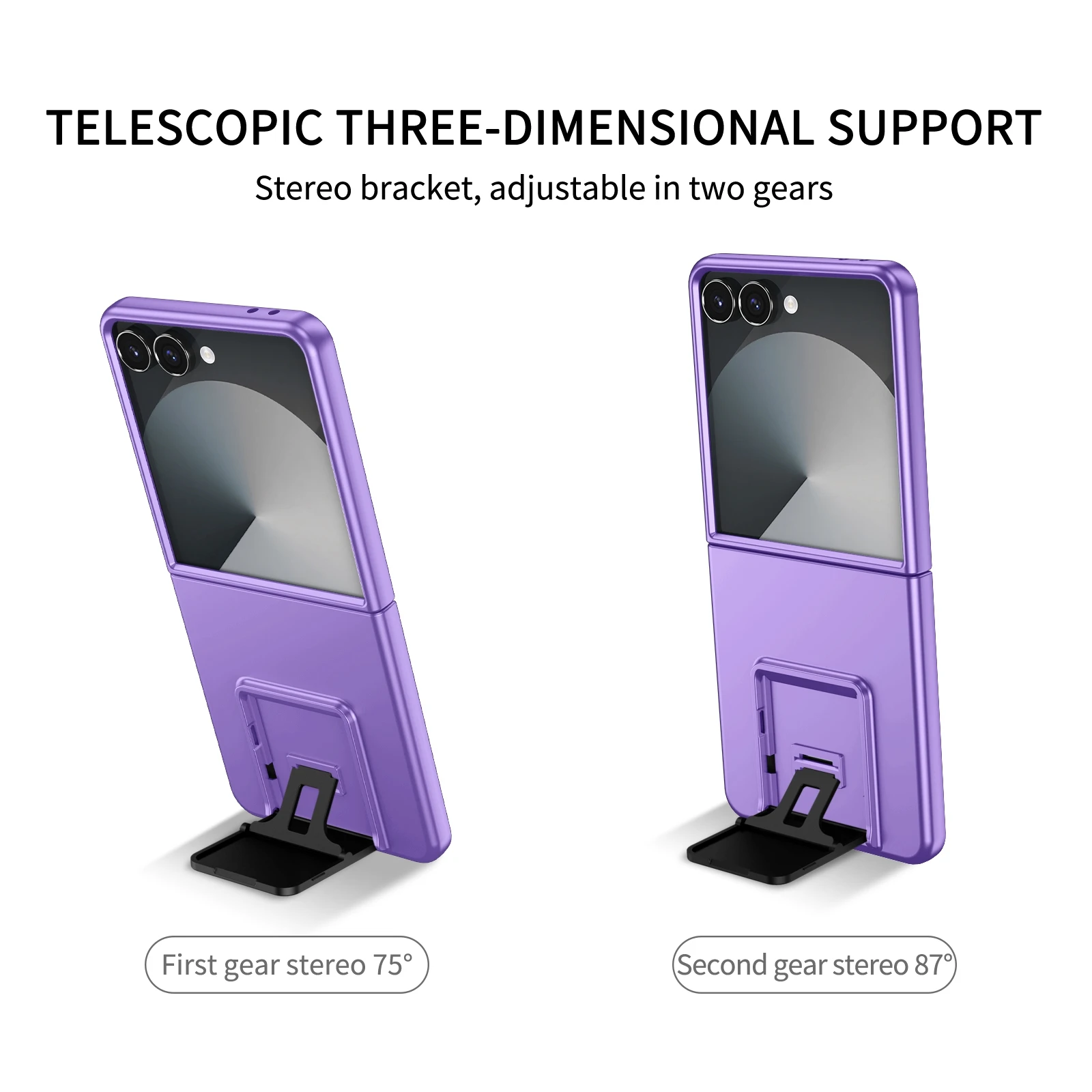 Luxus-Hülle für Samsung Galaxy Z Flip 8 7 6 5 4 3, faltbare Handyhülle mit versteckter Halterung, stoßfeste Hart-PC-Rückabdeckung, Fundas