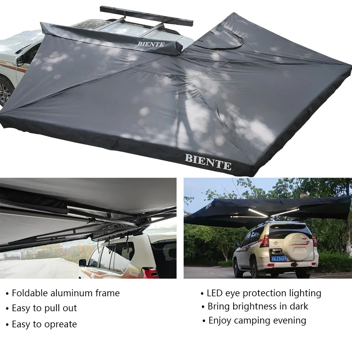 270° Car Awning,2M Aluminum Frame Oxford Cloth Material,Vehicle Side Canopy Camping Tent