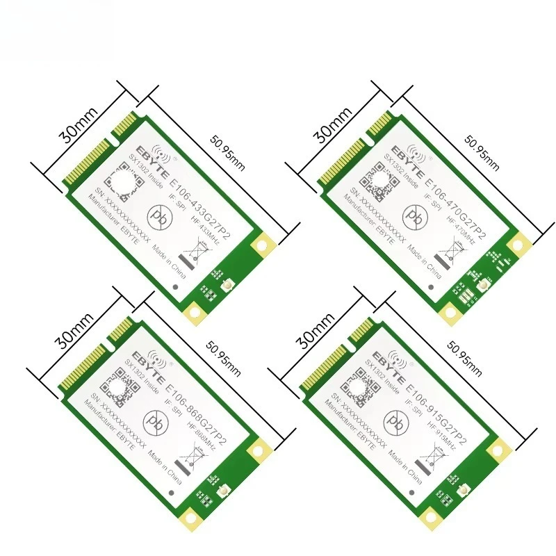 ODM E106 Series LoRaWAN Gateway Module SX1302 433/470/868/915MHz 27dBm RF Modules Half-duplex Built-in PA LNA Higher-speed