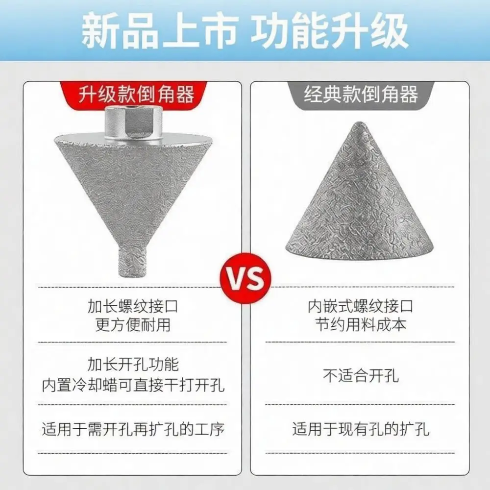 Diamond Chamfering Bit For Tile Marble Porcelain Glass Beveling Grinding Milling Cone Hole Drill Tool M10 M14 Connection