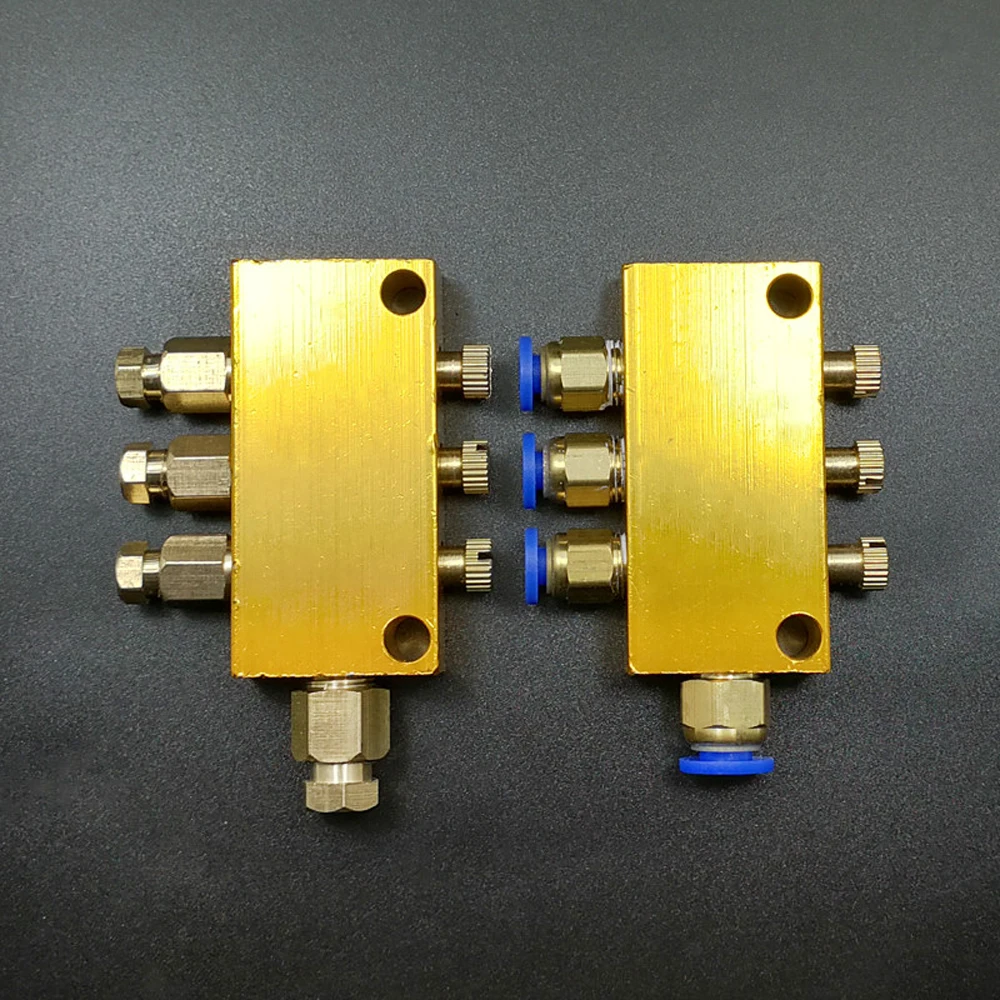 2/3/4/5/6/7/8/9/10 Way 6mm In 4mm Out Compression / Push In Brass Adjustable Lube Oil Distributor Value Manifold Block