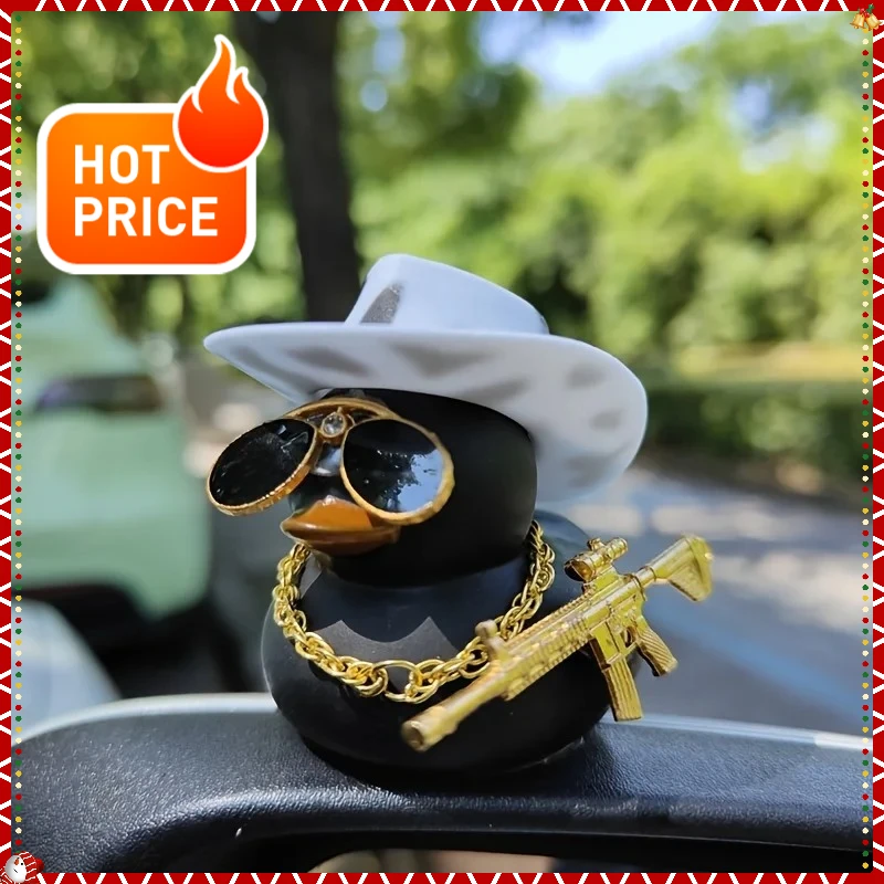 2025 أفضل بائع 1 قطعة قبعة رعاة البقر ديكور سيارة البطة السوداء-زخرفة مرآة الرؤية الخلفية ، تصميم لطيف للسيارات الداخلية