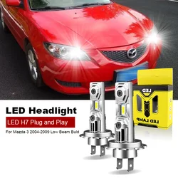 Bombilla Led de haz bajo para Mazda 3, Bombilla H7 sin ventilador, 60W, 2004 K, Plug and Play, 12V, H7, 2005, 2006, 2007, 2008, 2009, 6000, 2 unidades
