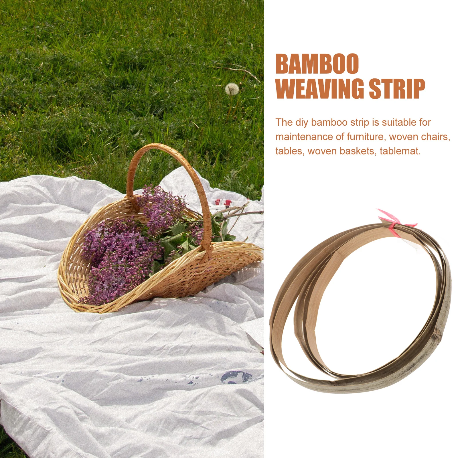

1 Roll Flat Bamboo Strip Decorative Weaving Material Diy Basket Making Wide Bamboo Slat For Home Furniture Woven