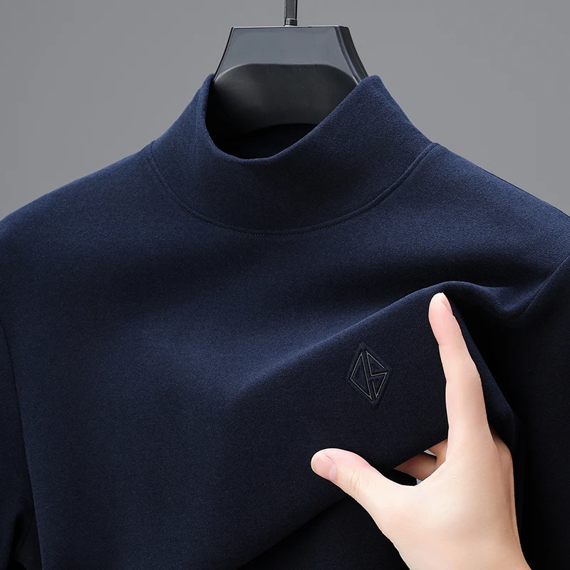 

Men's Double-Sided Velvet Fleece High Quality Autumn Winter Long Sleeves T-Shirt Keep Warm Hoodie Skin-Friendly Base Layer Tops