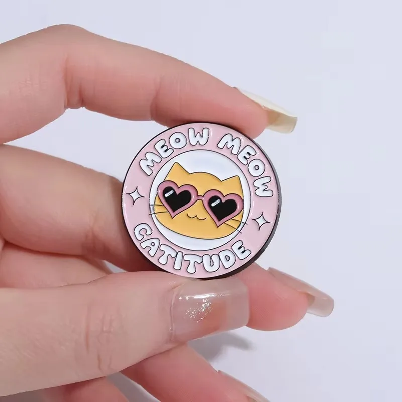 Cartoon Cat Series Enamel Pin Fun Animal Potted Plants Metal Brooch Creative Lapel Badge Hat Deco Jewelry Gift Custom Wholesale - view 4