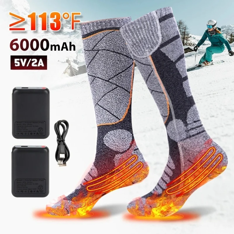 

Heated Skiing Snowboarding Socks New Rechargeable 6000mAh Electric Outdoor Sports Winter Thermal Foot Warmer