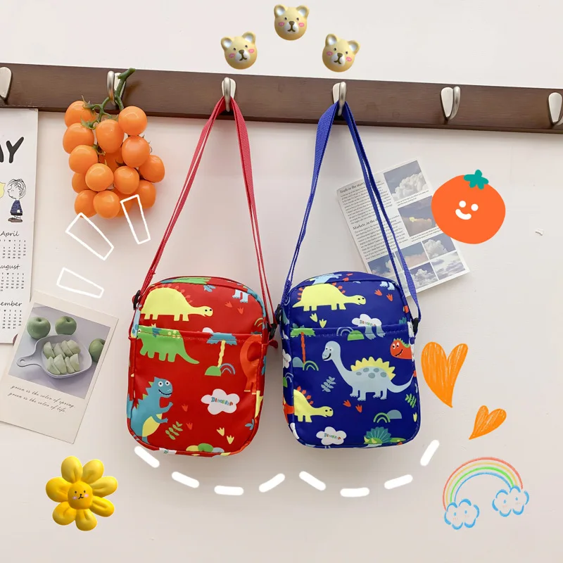 Mini bolso de hombro para niños, bolso cruzado con estampado de dinosaurio de dibujos animados, BILLETERA, tarjetero, bolsa de almacenamiento para teléfono