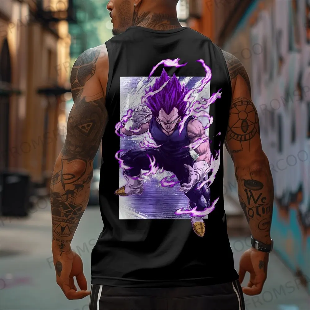 

Dragon Ball Z Vegeta Super Saiyan God Purple Flame Anime Graphic Muscle Tank Top Men Sleeveless Streetwear Casual​