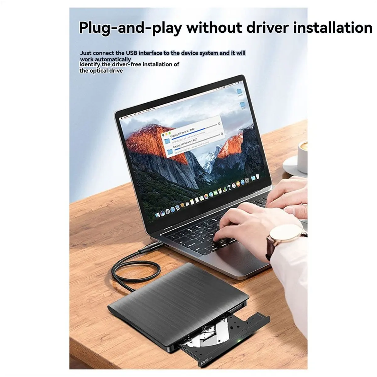 

Внешний DVD-привод Okay 3.0 USB, высокоскоростная портативная записывающая машина для компакт-дисков/DVD +/-RW для ноутбуков, Windows Linux