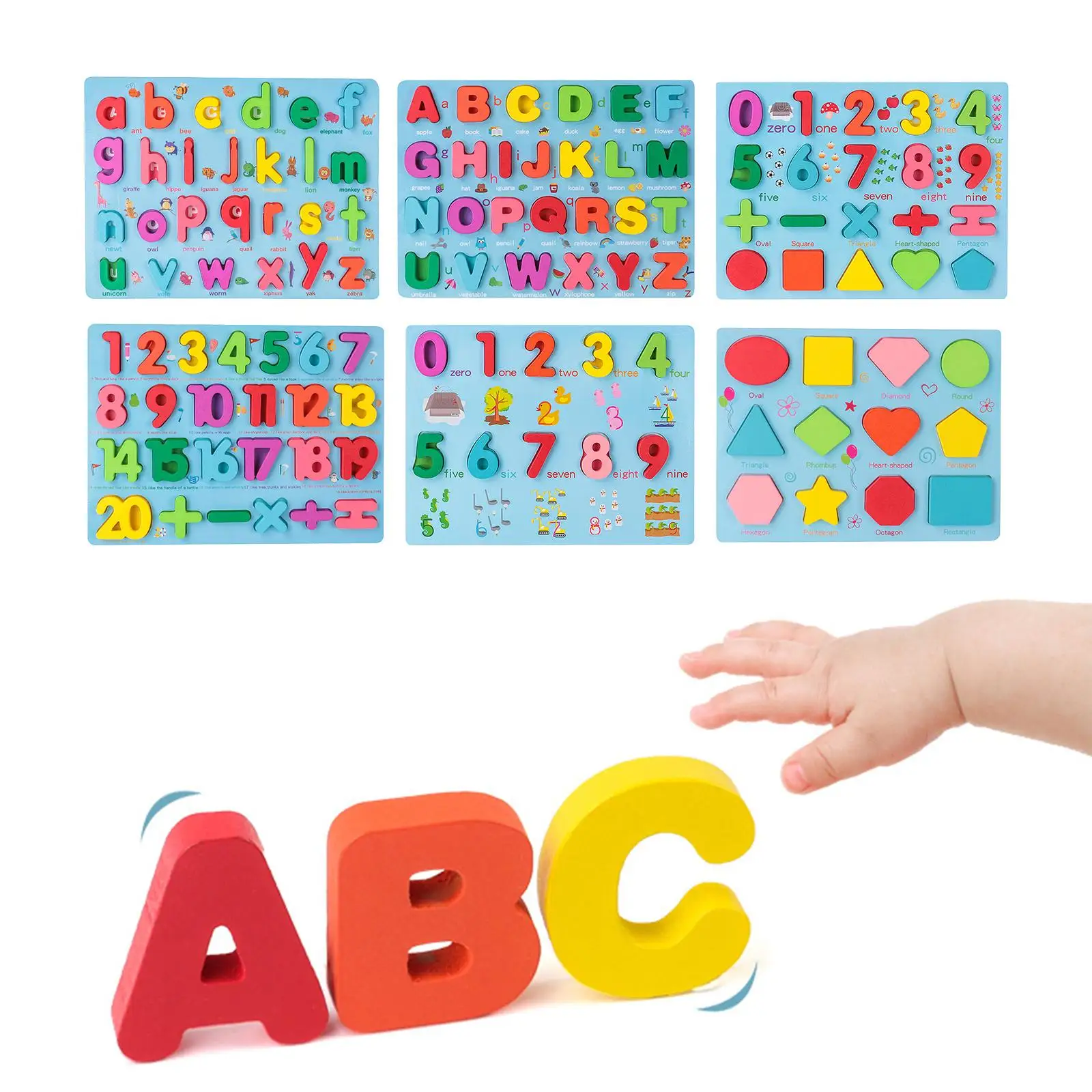 Tableau de reconnaissance numérique en bois en forme de lettre pour enfants, jouet coloré présent