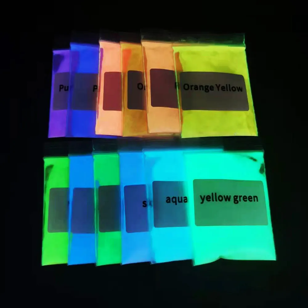 10G Epoxy-Luminous Nail Pigments Christmas Glow in Dark Phosphor Powder 12-Color Neon Fluorescent Luminous DIY Party Nail Powder