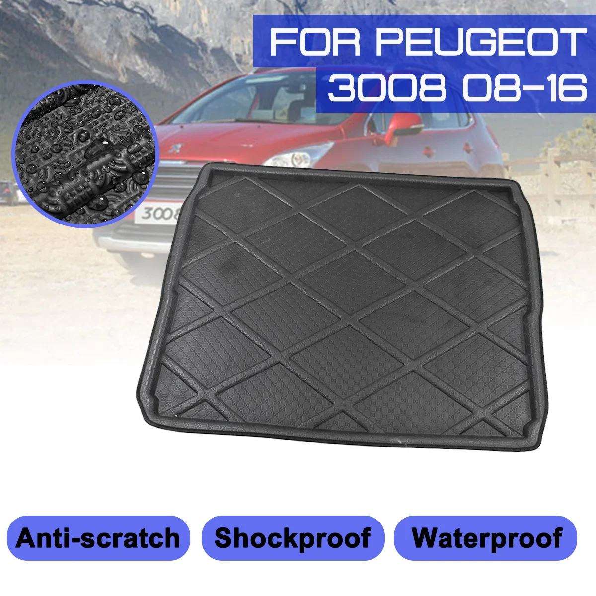 

For Peugeot 3008 2008 2009 2010 2011-2016 Car Floor Mat Carpet Rear Trunk Anti-mud Cover
