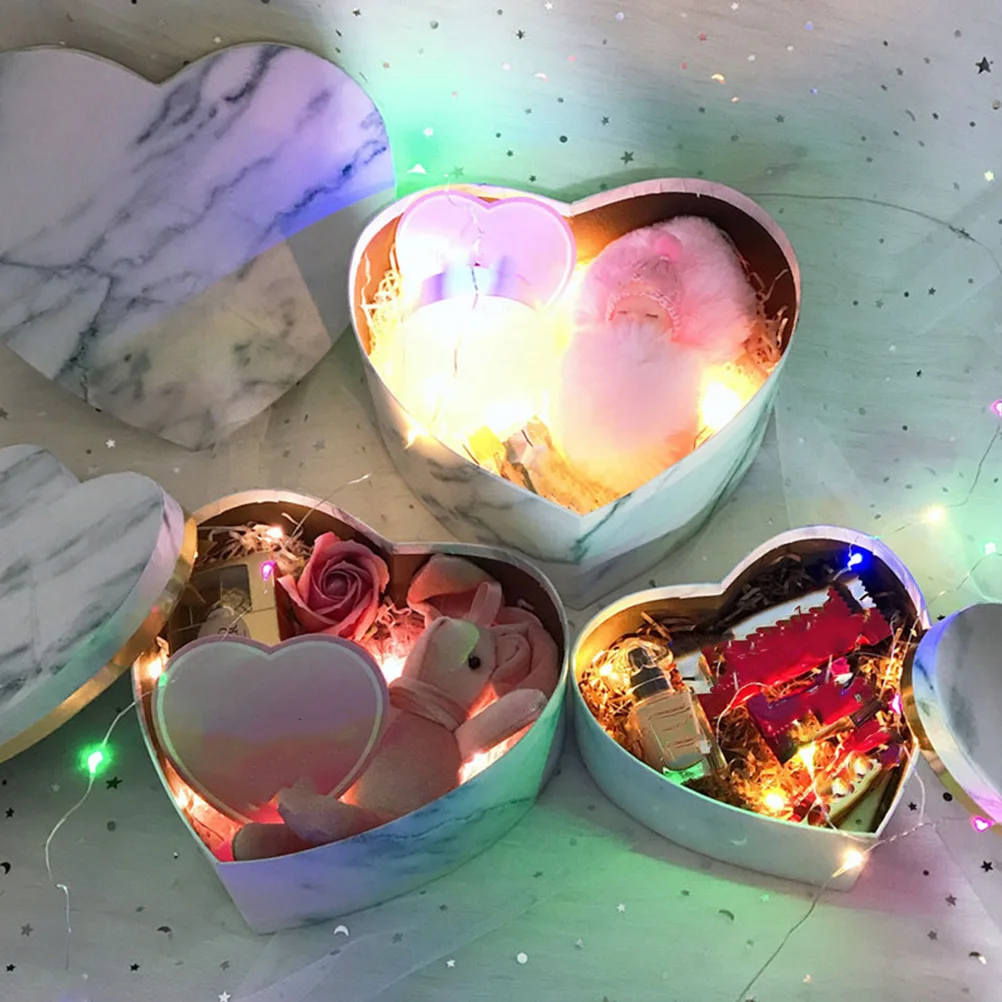 

3pcs Heart Shaped Gift Boxes White Coated Paper Wedding Sweet Bouquets Flower Boxes Arrangements Valentine Party Favor Christmas