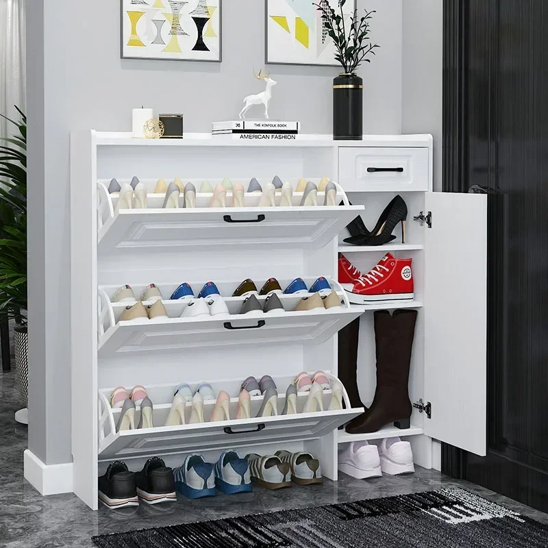 White Modern Shoe Rack Dust Proof Vertical Thin Drawer Shoe Rack In Door Luxury Recibidor Mueble Entrada Entrance Furniture Hall